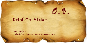 Orbán Vidor névjegykártya